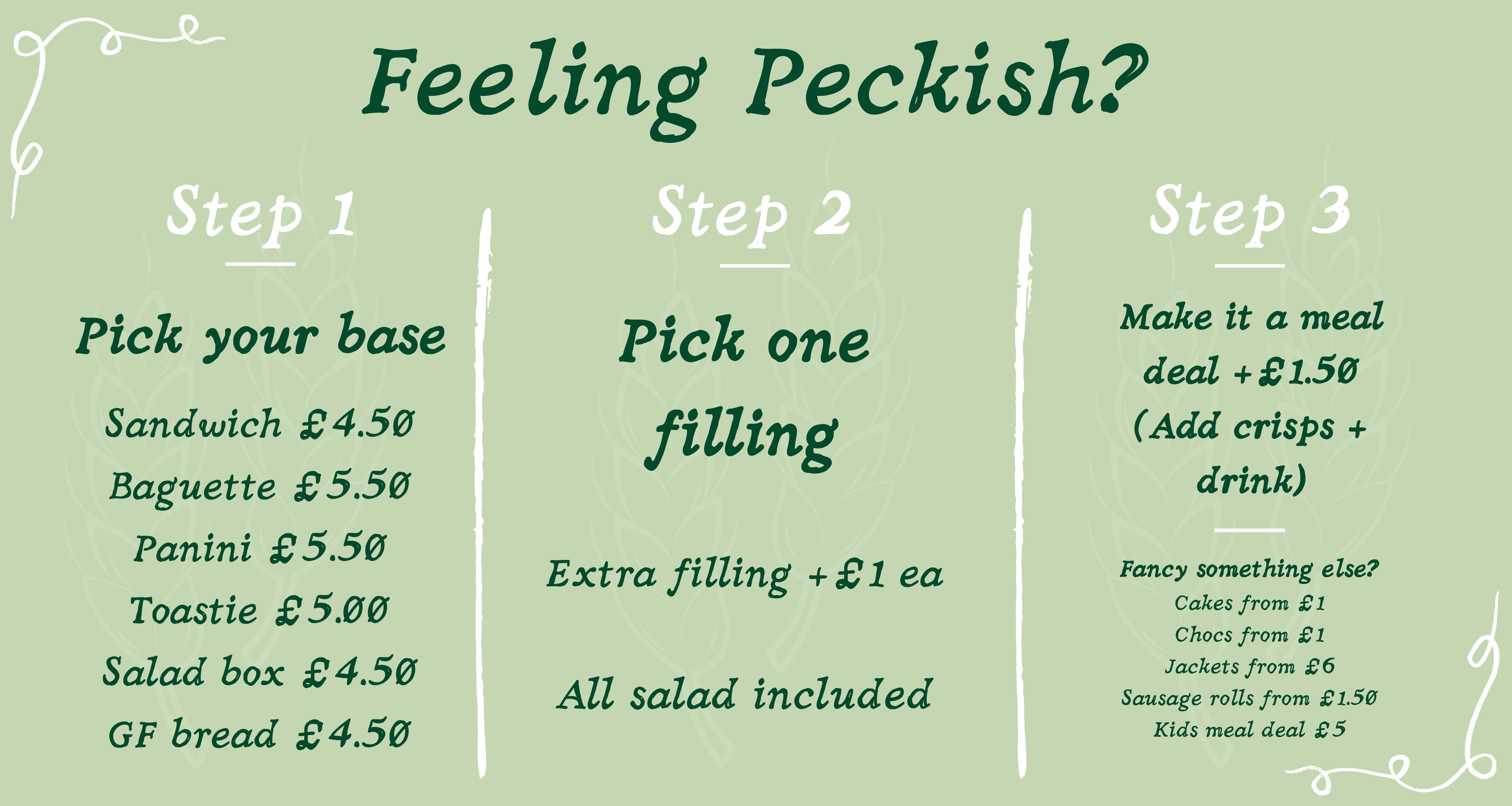 Peckish Full Menu